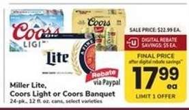 Miller Lite, Coors Light or Coors Banquet*
