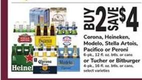 Corona, Heineken, Modelo, Stella Artois, Pacifico, Peroni, Tucher, Bitburger