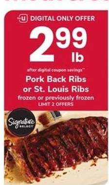 Signature Select Pork Back Ribs or St. Louis Ribs