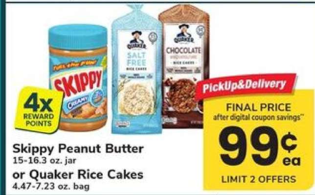 Skippy Peanut Butter or Quaker Rice Cakes