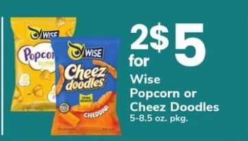 Wise Popcorn or Cheez Doodles