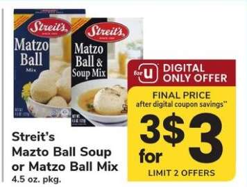 Streit's Mazto Ball Soup or Matzo Ball Mix