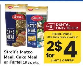 Streit's Matzo Meal, Cake Meal or Farfel