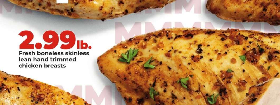 Fresh boneless skinless lean hand trimmed chicken breasts