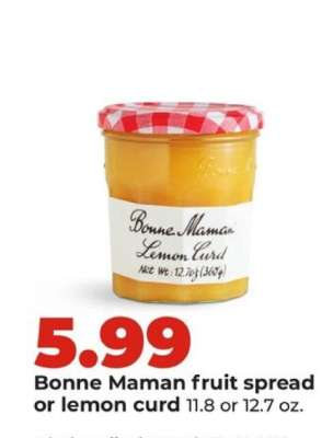 Bonne Maman fruit spread or lemon curd