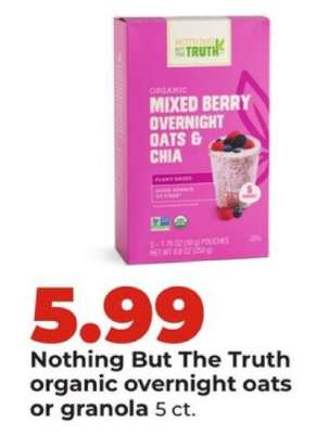 Nothing But The Truth organic overnight oats or granola