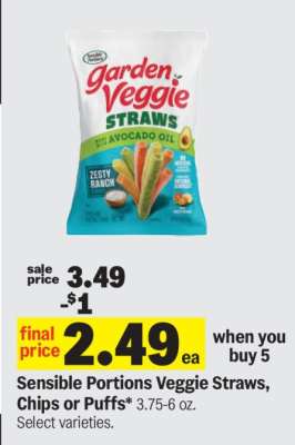 Sensible Portions Veggie Straws, Chips or Puffs