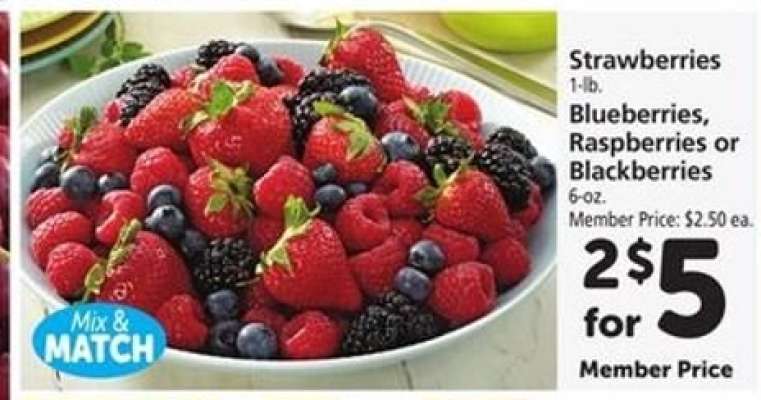 Strawberries, Blueberries, Raspberries or Blackberries