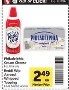 Philadelphia Cream Cheese / Reddi Wip Aerosol Whipped Topping