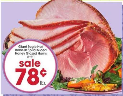 Giant Eagle Half Bone-In Spiral Sliced Honey Glazed Hams