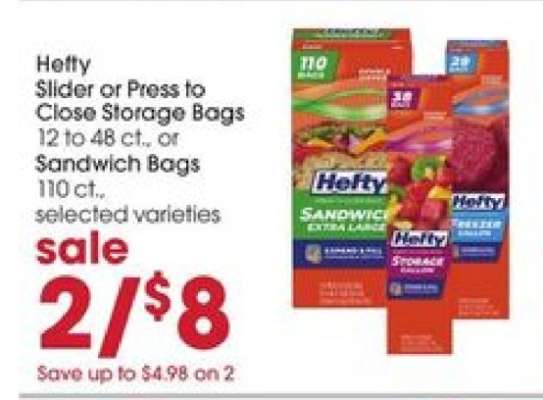 Hefty Slider or Press to Close Storage Bags