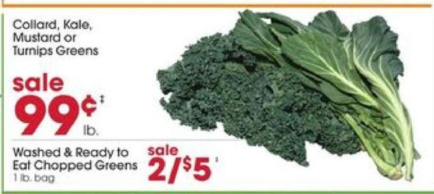 Collard, Kale, Mustard or Turnips Greens