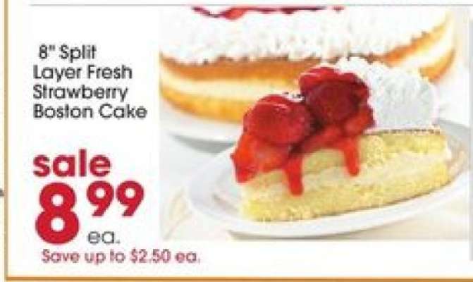 8" Split Layer Fresh Strawberry Boston Cake