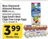 Blue Diamond Almond Breeze Milk / Egg-land's Best Cage Free Large Eggs