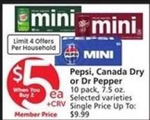 Pepsi, Canada Dry or Dr Pepper