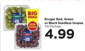 Kroger Red, Green or Black Seedless Grapes