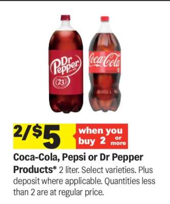 Coca-Cola, Pepsi or Dr Pepper Products*