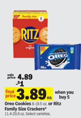 Oreo Cookies or Ritz Family Size Crackers