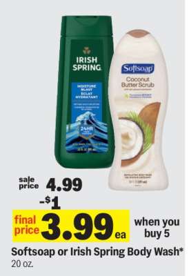 Softsoap or Irish Spring Body Wash