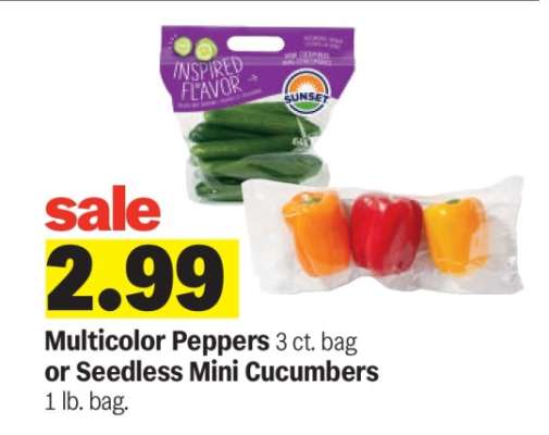 Multicolor Peppers or Seedless Mini Cucumbers