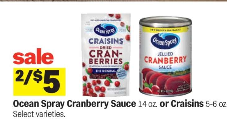 Ocean Spray Cranberry Sauce or Craisins