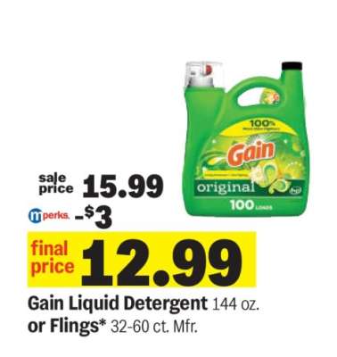 Gain Liquid Detergent or Flings