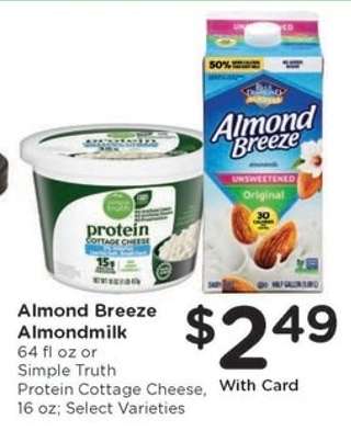 Almond Breeze Almondmilk or Simple Truth Protein Cottage Cheese