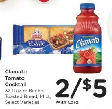 Clamato Tomato Cocktail or Bimbo Toasted Bread