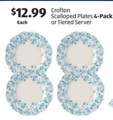 Crofton Scalloped Plates 4-Pack or Tiered Server