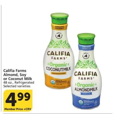 Califia Farms Almond, Soy or Coconut Milk
