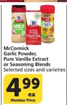 McCormick Garlic Powder, Pure Vanilla Extract or Seasoning Blends