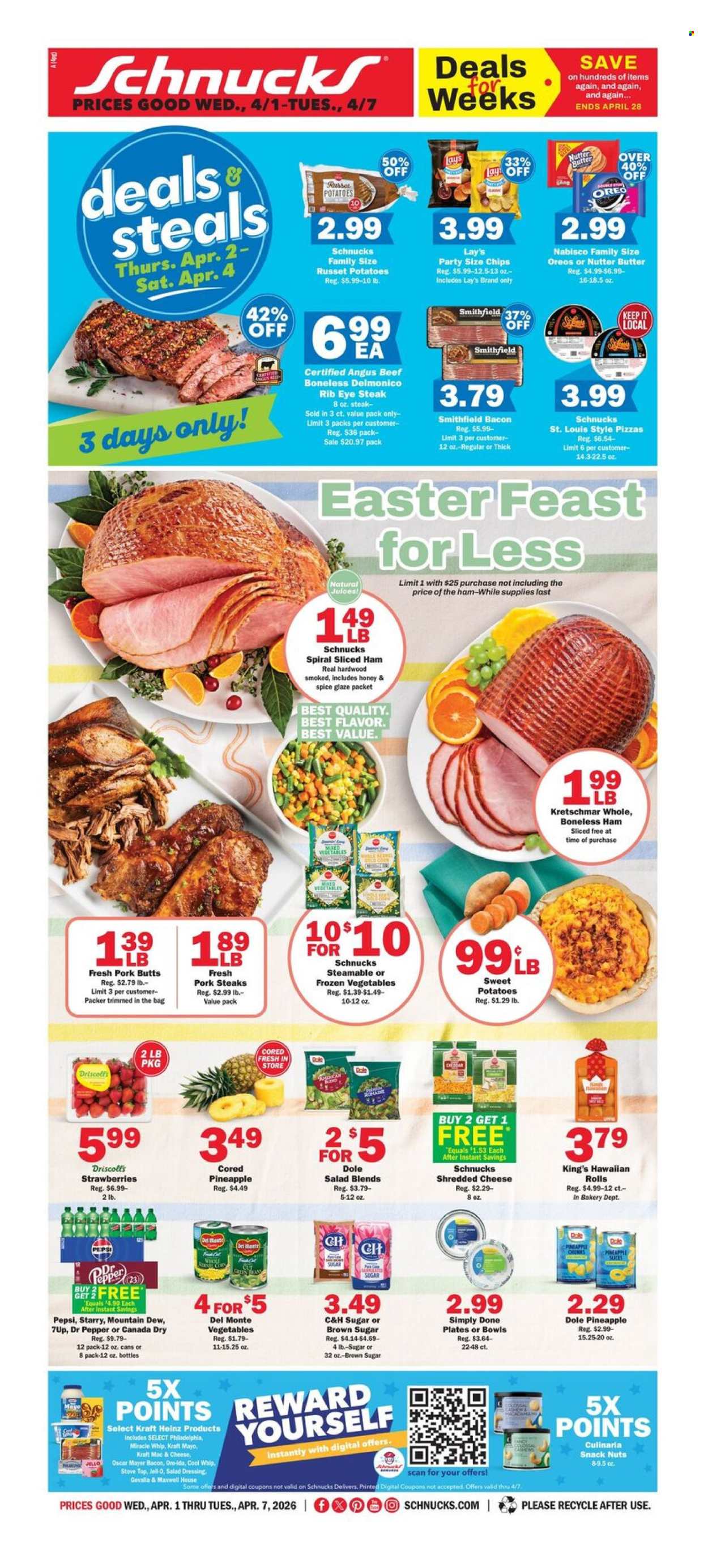 Schnucks ad - 04/01/2026 - 04/07/2026. Page 1