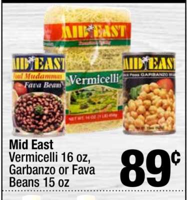 Mid East Vermicelli, Garbanzo or Fava Beans