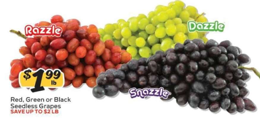 Red, Green or Black Seedless Grapes