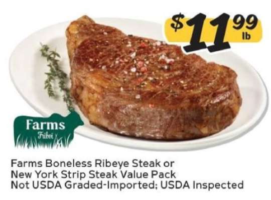 Farms Boneless Ribeye Steak or New York Strip Steak Value Pack