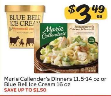 Marie Callender's Dinners or Blue Bell Ice Cream