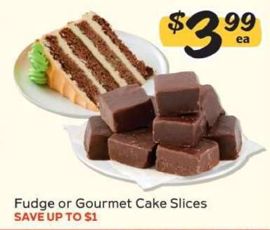 Fudge or Gourmet Cake Slices