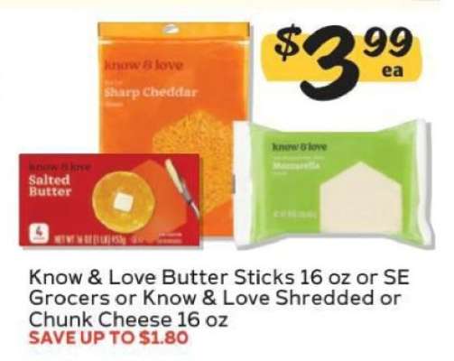 Know & Love Butter Sticks or Cheese