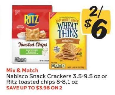 Nabisco Snack Crackers or Ritz Toasted Chips