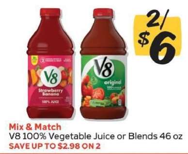 V8 100% Vegetable Juice or Blends 46 oz