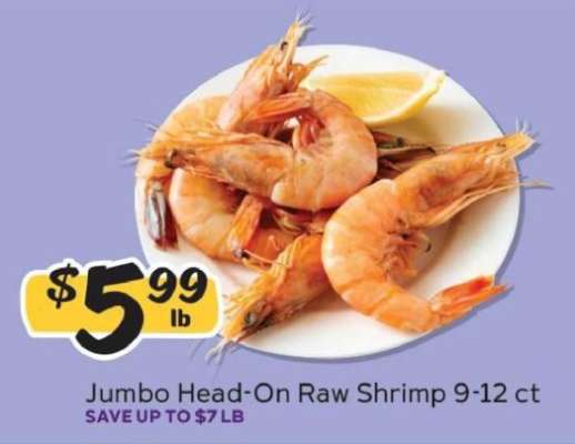 Jumbo Head-On Raw Shrimp 9-12 ct