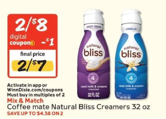 Coffee mate Natural Bliss Creamers 32 oz