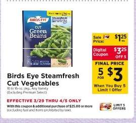 Birds Eye Steamfresh Cut Vegetables