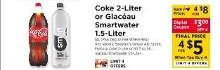 Coke 2-Liter or Glacéau Smartwater 1.5-Liter