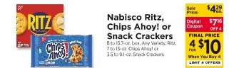 Nabisco Ritz, Chips Ahoy! or Snack Crackers