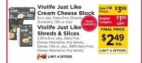 Violife Just Like Cream Cheese Block & Shreds & Slices