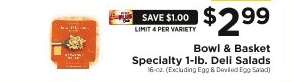 Bowl & Basket Specialty 1-lb. Deli Salads