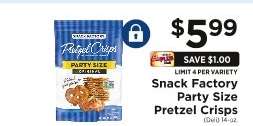 Snack Factory Party Size Pretzel Crisps