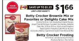 Betty Crocker Brownie Mix or Favorites or Delights Cake Mix