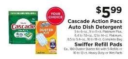 Cascade Action Pacs Auto Dish Detergent or Swiffer Refill Pads